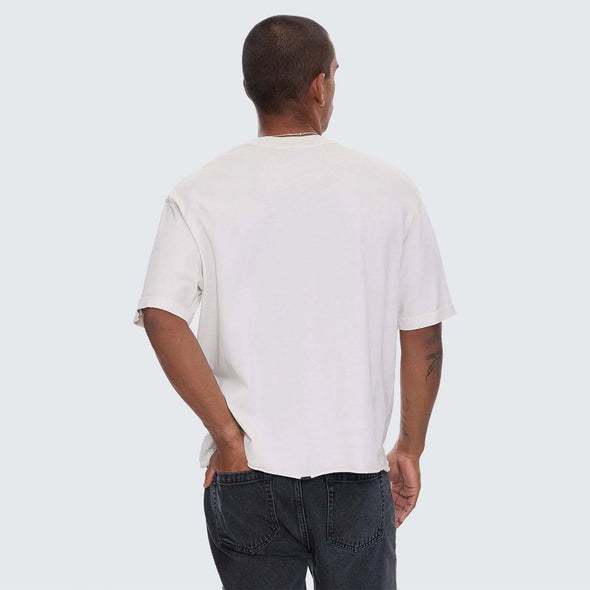 THRILLS Excitement Excitement Embroidered Box Fit Oversize Cropped Raw Hem Tee - Lily White