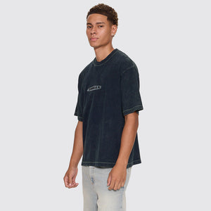 THRILLS Filtered Embroidered Oversize Box Crop Tee - Overdye Petrol