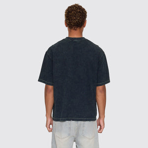THRILLS Filtered Embroidered Oversize Box Crop Tee - Overdye Petrol
