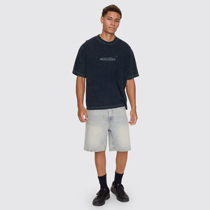 THRILLS Filtered Embroidered Oversize Box Crop Tee - Overdye Petrol
