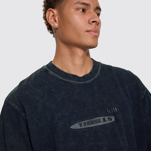 THRILLS Filtered Embroidered Oversize Box Crop Tee - Overdye Petrol