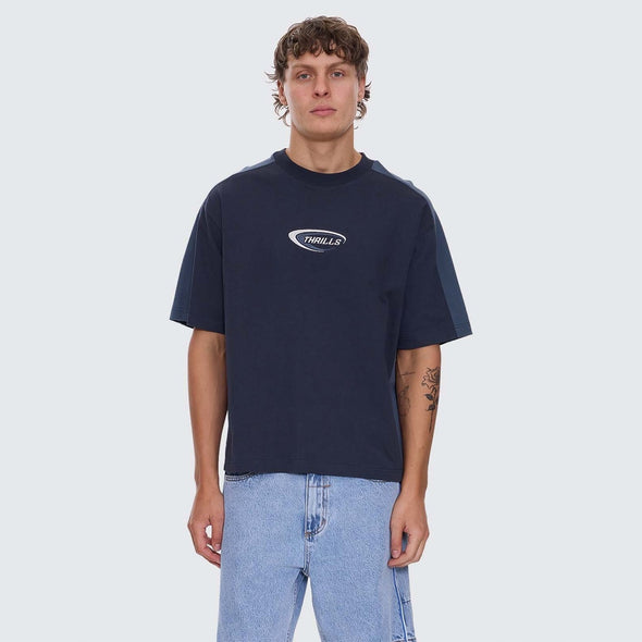 THRILLS Fusion Panel Box Fit Oversize Cropped Tee - Total Eclipse