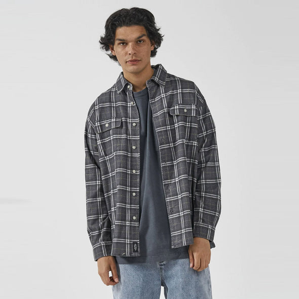 THRILLS Genuine Oversized Flannel Shirt - Mood Indigo