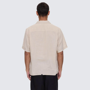 THRILLS Hemp Minimal Thrills Contrast Stitch Cropped Bowling Shirt - Oatmeal