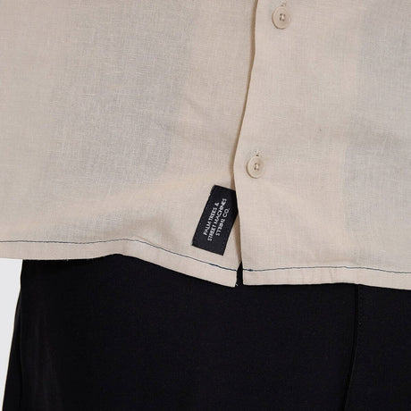 THRILLS Hemp Minimal Thrills Contrast Stitch Cropped Bowling Shirt - Oatmeal