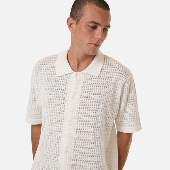 THRILLS Lost In Paradise Knit Bowling Shirt - Unbleached