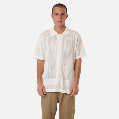 THRILLS Lost In Paradise Knit Bowling Shirt - Unbleached