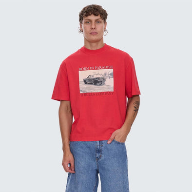 THRILLS Metal & Dust Box Fit Oversize Cropped Tee - Flame Red