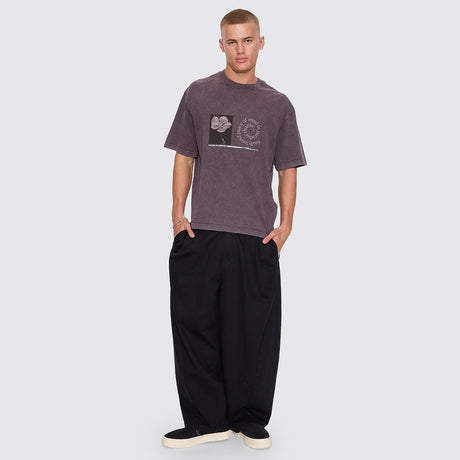 THRILLS Natural Occurence Oversize Box Crop Tee - Purple Black Marble