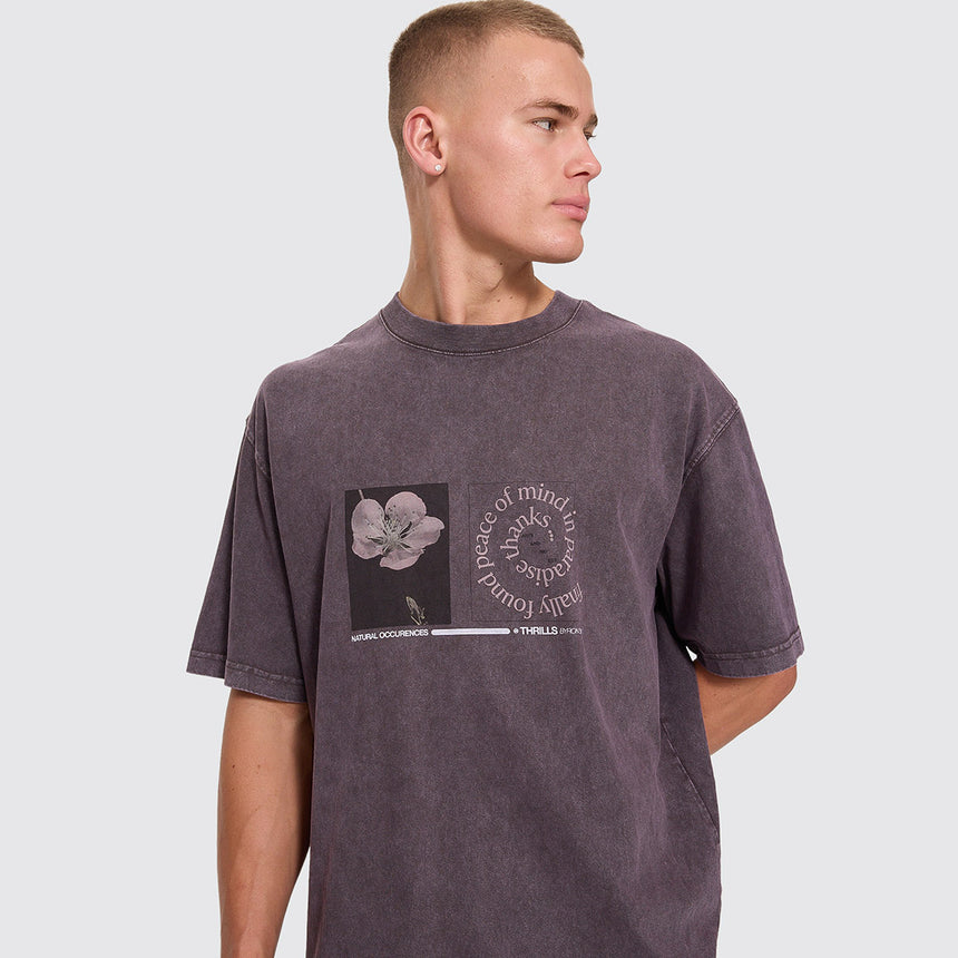 THRILLS Natural Occurence Oversize Box Crop Tee - Purple Black Marble