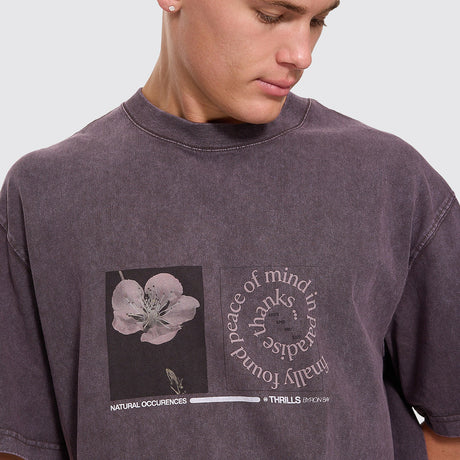 THRILLS Natural Occurence Oversize Box Crop Tee - Purple Black Marble