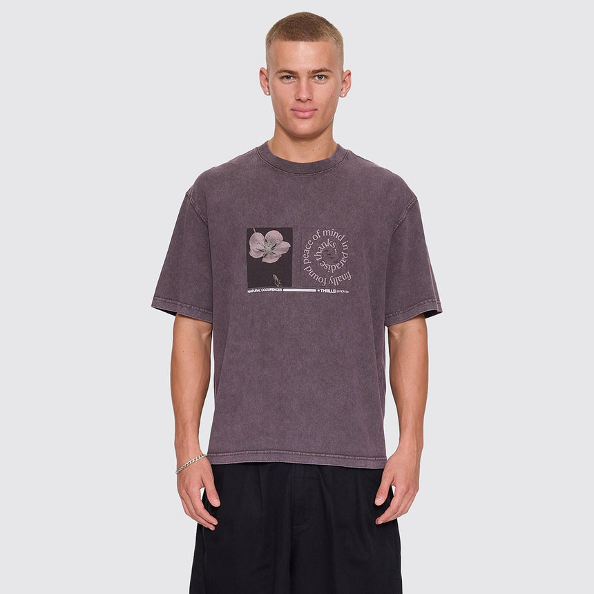 THRILLS Natural Occurence Oversize Box Crop Tee - Purple Black Marble