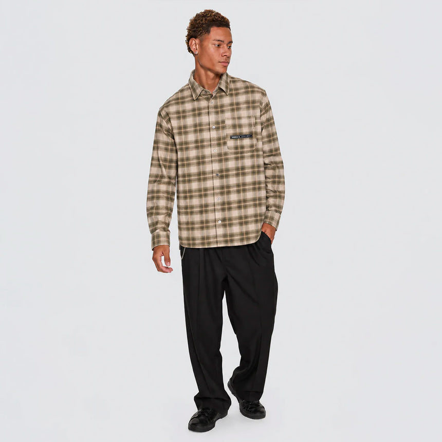 THRILLS Paradise Built Barrio Long Sleeve Flannel Shirt - Military Green