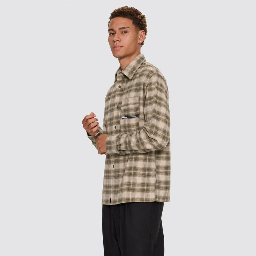 THRILLS Paradise Built Barrio Long Sleeve Flannel Shirt - Military Green