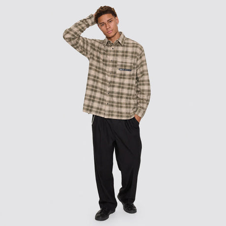 THRILLS Paradise Built Barrio Long Sleeve Flannel Shirt - Military Green