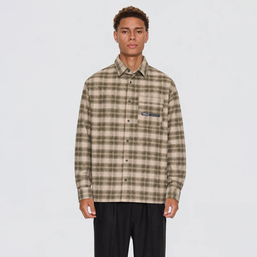 THRILLS Paradise Built Barrio Long Sleeve Flannel Shirt - Military Green