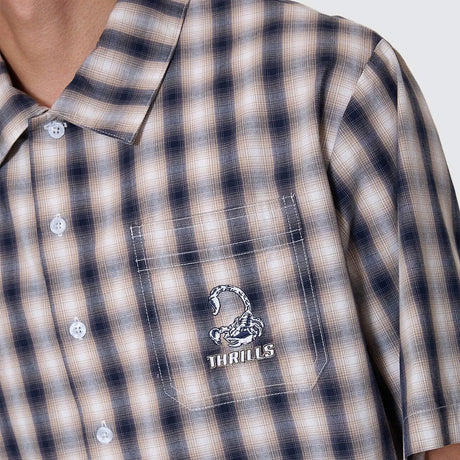THRILLS Paradise Falling Short Sleeve Cropped Work Shirt - Navy