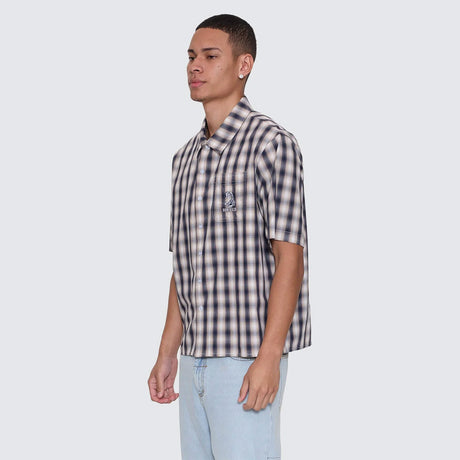 THRILLS Paradise Falling Short Sleeve Cropped Work Shirt - Navy