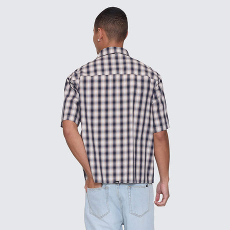 THRILLS Paradise Falling Short Sleeve Cropped Work Shirt - Navy