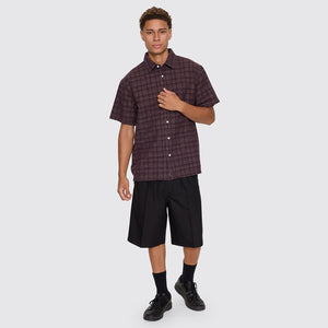 THRILLS Patches Cropped Short Sleeve Shirt - Aubergine