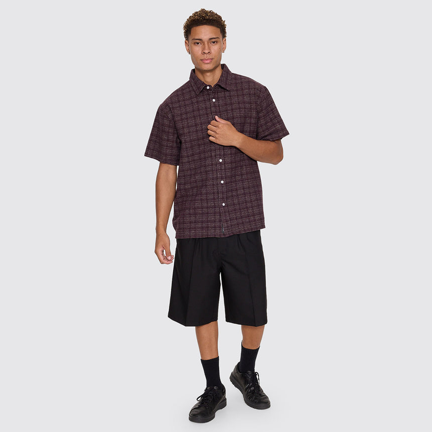 THRILLS Patches Cropped Short Sleeve Shirt - Aubergine