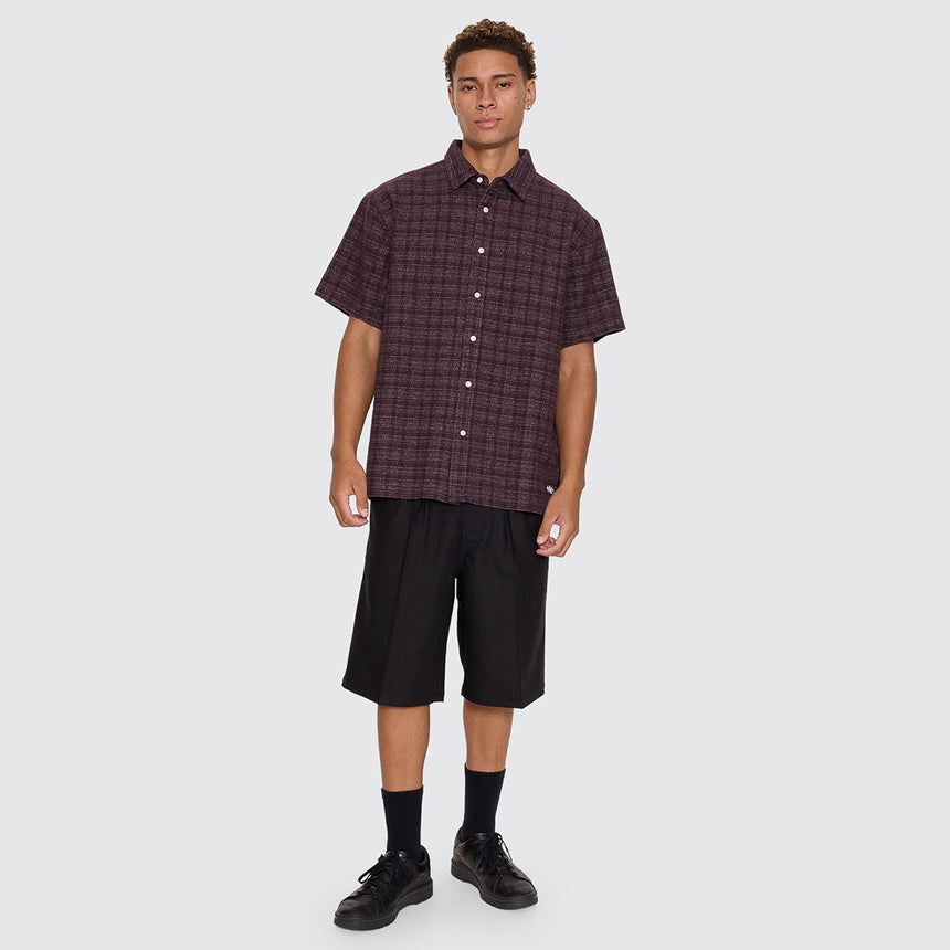 THRILLS Patches Cropped Short Sleeve Shirt - Aubergine