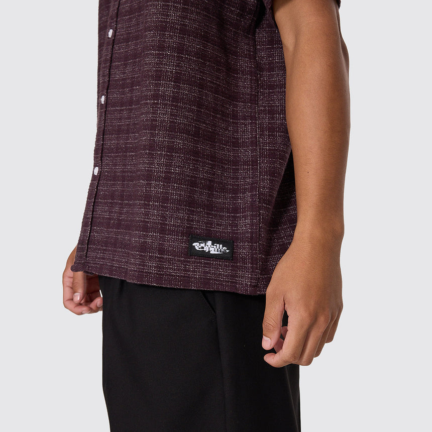 THRILLS Patches Cropped Short Sleeve Shirt - Aubergine