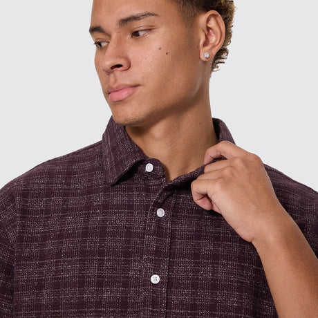 THRILLS Patches Cropped Short Sleeve Shirt - Aubergine