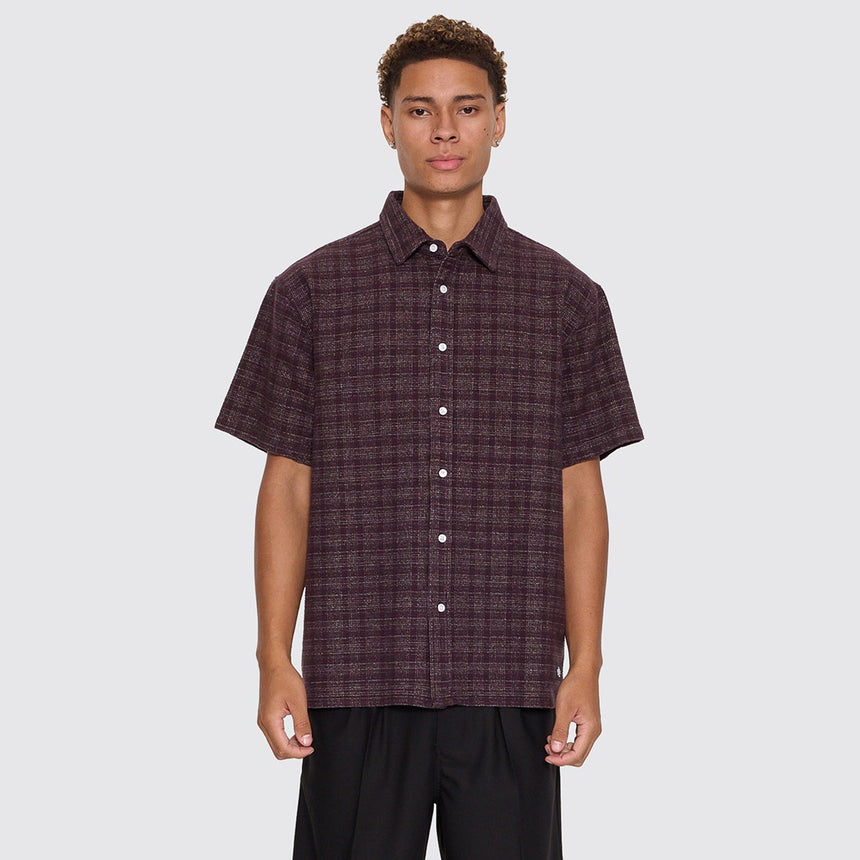 THRILLS Patches Cropped Short Sleeve Shirt - Aubergine