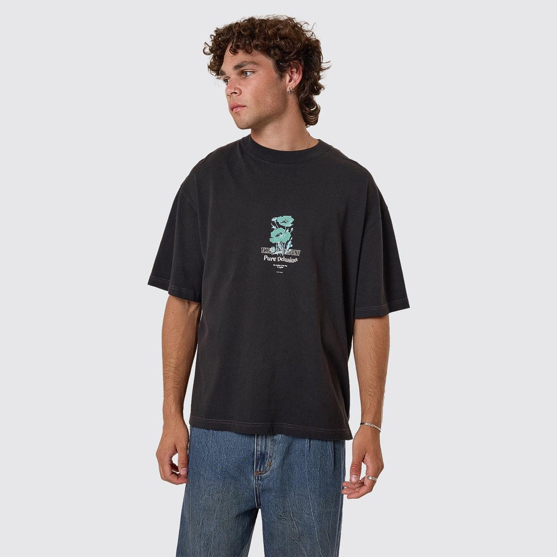 THRILLS Pure Delusion Box Fit Oversize Short Tee - Faded Black