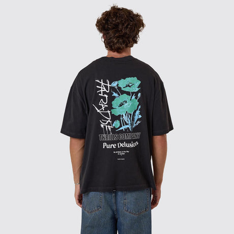 THRILLS Pure Delusion Box Fit Oversize Short Tee - Faded Black