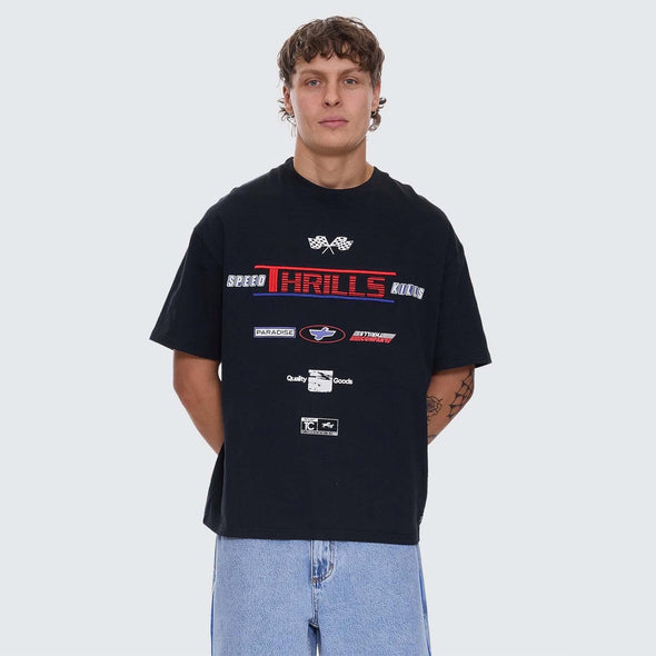 THRILLS Rapid Fire Box Fit Oversize Tee - Washed Black