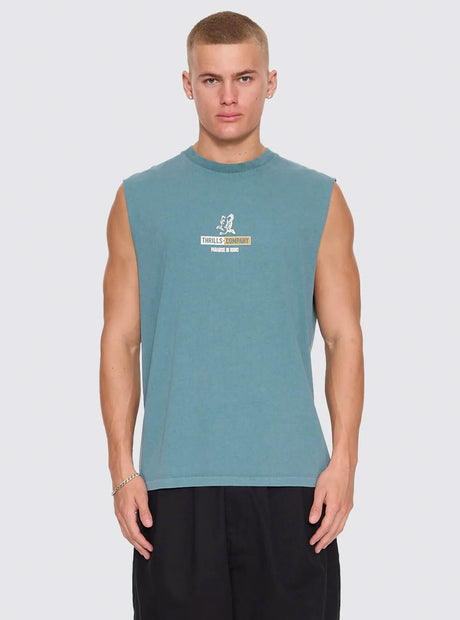 Thrills Risen Merch Muscle Tee - Troppo Teal
