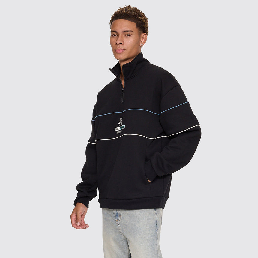 THRILLS Risen Quarter Zip Cropped Fleece - Black