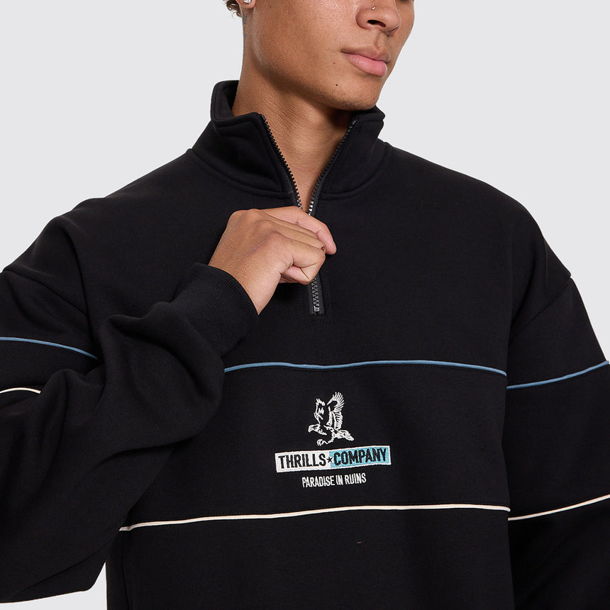 THRILLS Risen Quarter Zip Cropped Fleece - Black