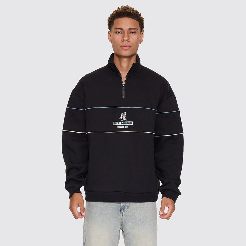THRILLS Risen Quarter Zip Cropped Fleece - Black