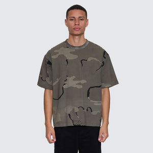 THRILLS Rose Brigade Camo Box Fit Oversize Cropped Tee - Camo Web