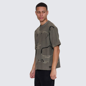 THRILLS Rose Brigade Camo Box Fit Oversize Cropped Tee - Camo Web