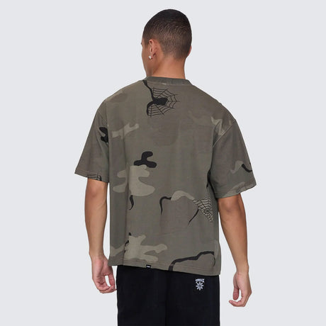 THRILLS Rose Brigade Camo Box Fit Oversize Cropped Tee - Camo Web
