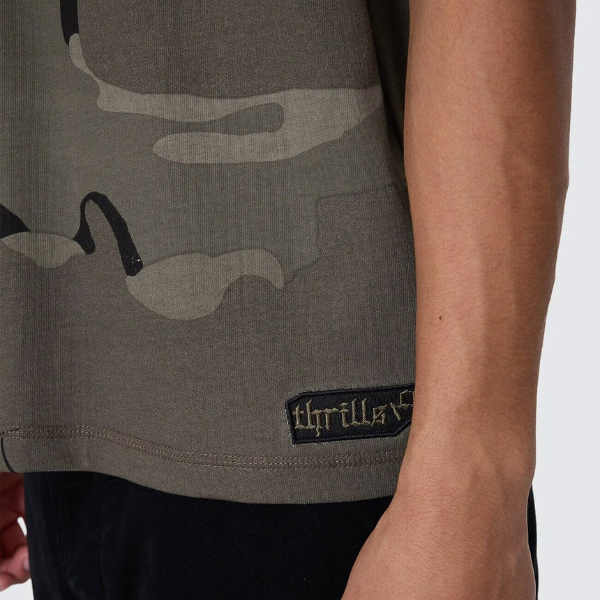 THRILLS Rose Brigade Camo Box Fit Oversize Cropped Tee - Camo Web