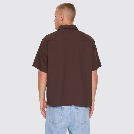 THRILLS Seen & Heard Cropped Short Sleeve Work Shirt - Postal Brown