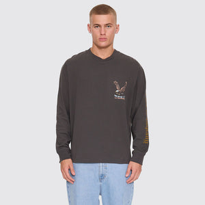 THRILLS Seen & Heard Oversize Box Crop Long Sleeve Tee - Dark Merch Black