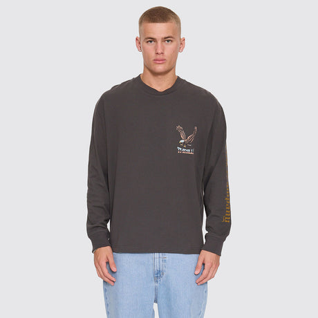 THRILLS Seen & Heard Oversize Box Crop Long Sleeve Tee - Dark Merch Black