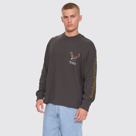 THRILLS Seen & Heard Oversize Box Crop Long Sleeve Tee - Dark Merch Black