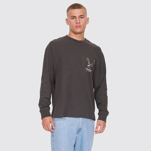 THRILLS Seen & Heard Oversize Box Crop Long Sleeve Tee - Dark Merch Black
