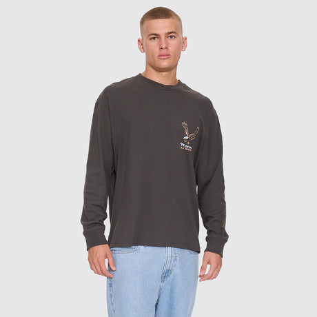 THRILLS Seen & Heard Oversize Box Crop Long Sleeve Tee - Dark Merch Black
