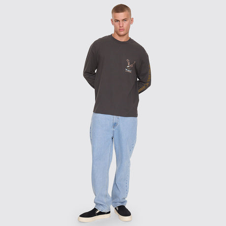 THRILLS Seen & Heard Oversize Box Crop Long Sleeve Tee - Dark Merch Black