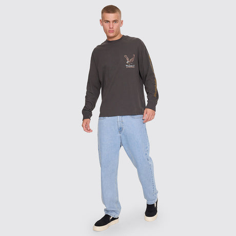 THRILLS Seen & Heard Oversize Box Crop Long Sleeve Tee - Dark Merch Black