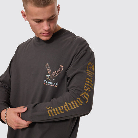 THRILLS Seen & Heard Oversize Box Crop Long Sleeve Tee - Dark Merch Black