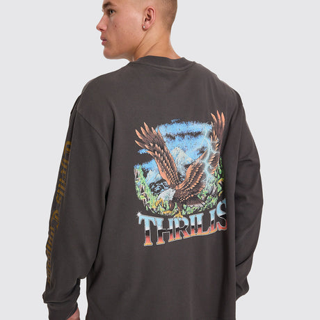THRILLS Seen & Heard Oversize Box Crop Long Sleeve Tee - Dark Merch Black